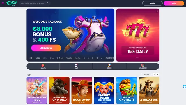 CrocoSlots Casino main screen