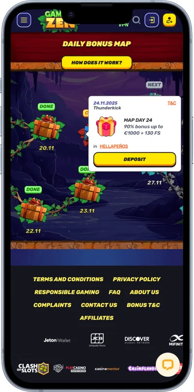 Gamblezen Casino phone screen promo