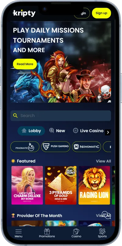 Kripty Casino phone main