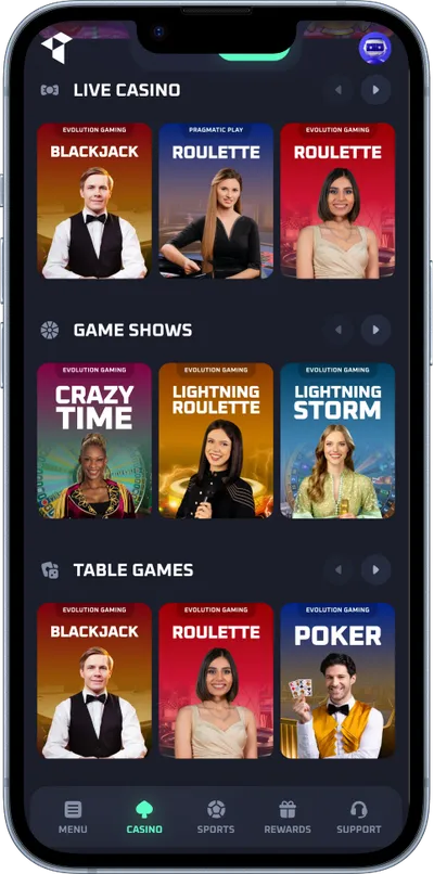 Thrill Casino phone live dealer
