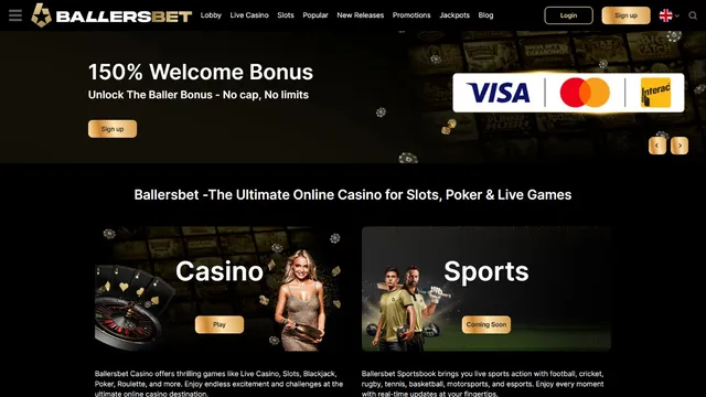ballersbet casino website screen