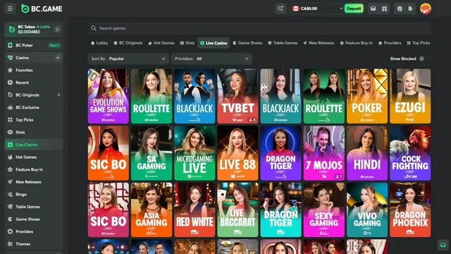 bcgame casino live games