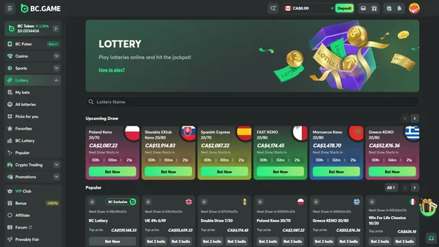 bcgame casino lotteries