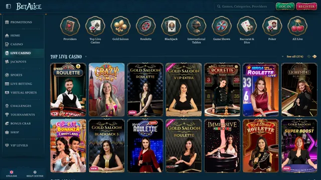 betalice casino live games