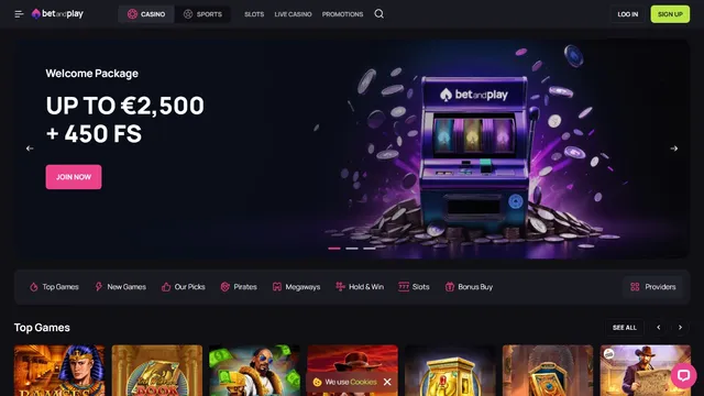 betandplay casino website screen
