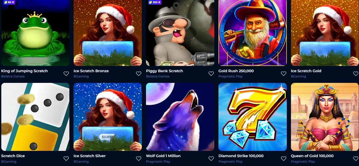 billionairespin casino scratch games