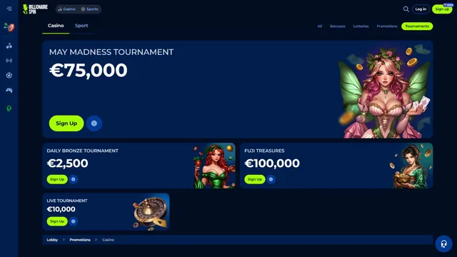 billionairespin casino tournaments
