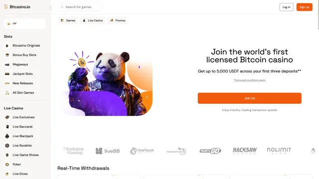 bitcasino website screen