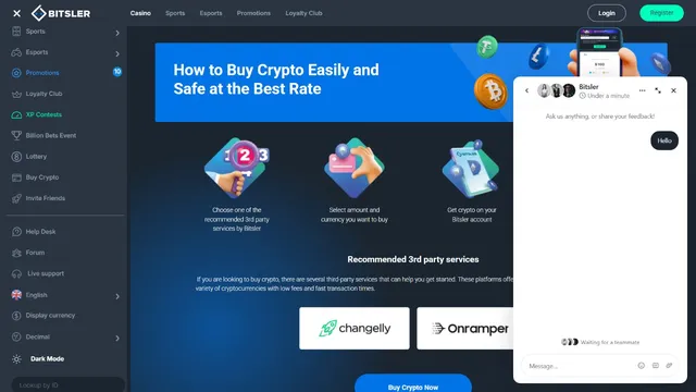 bitsler casino support