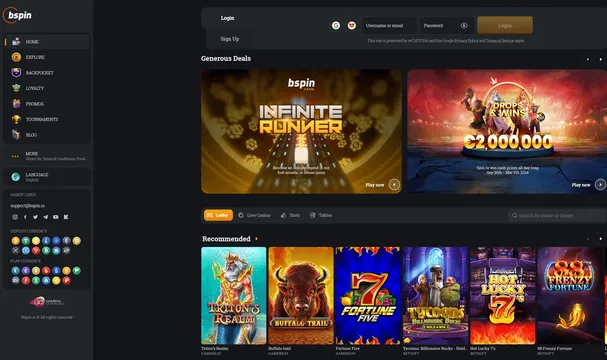 bspin casino webscreen