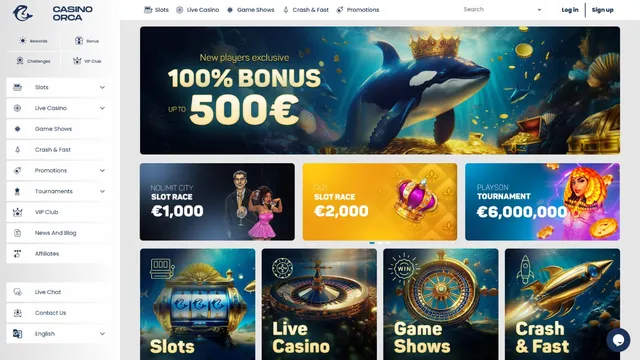 casino orca website screen