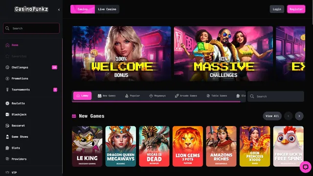 casinopunkz website screen