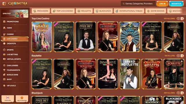 cleobetra casino live games