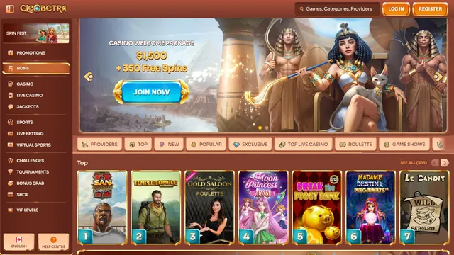 cleobetra casino website screen