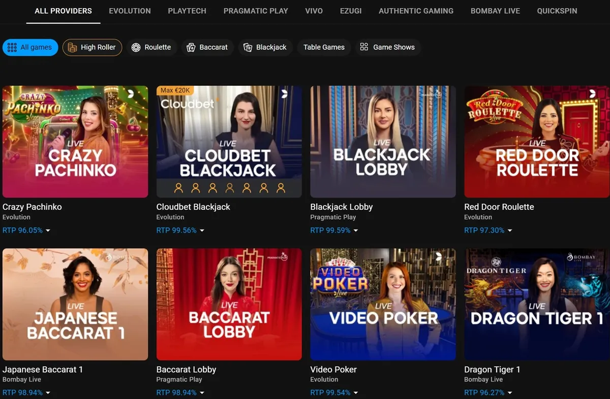 cloudbet casino live games