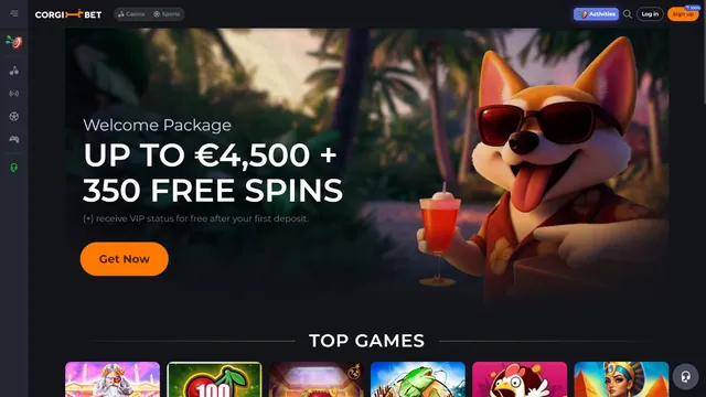 corgibet casino website screen