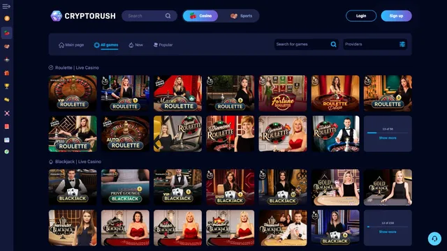 cryptorush casino live games