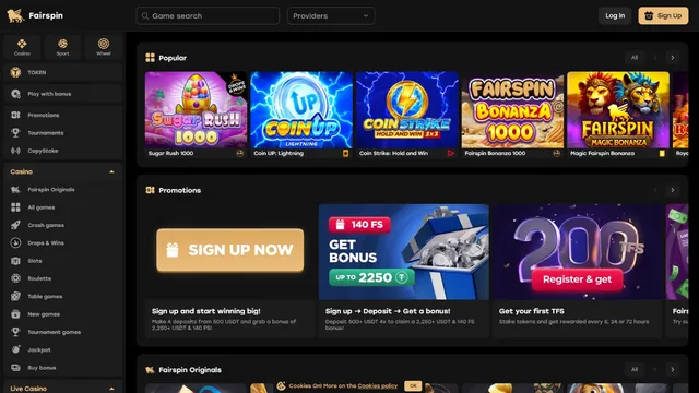 fairspin casino website screen