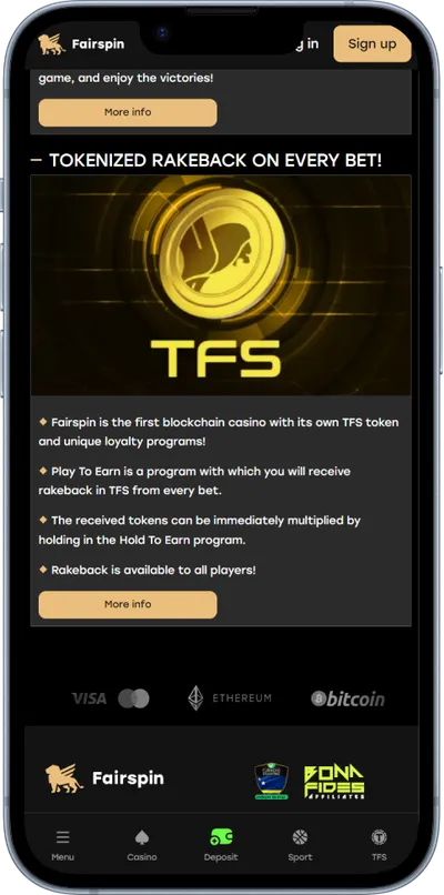 fairspin casino phone tfs token