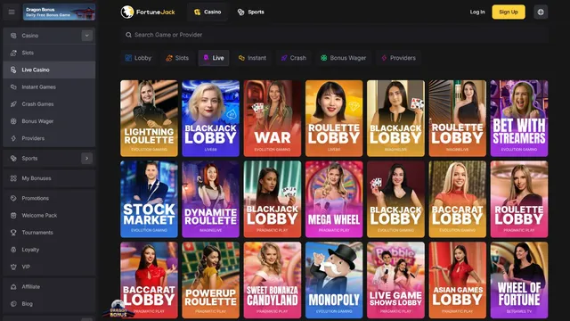 fortunejack casino live games