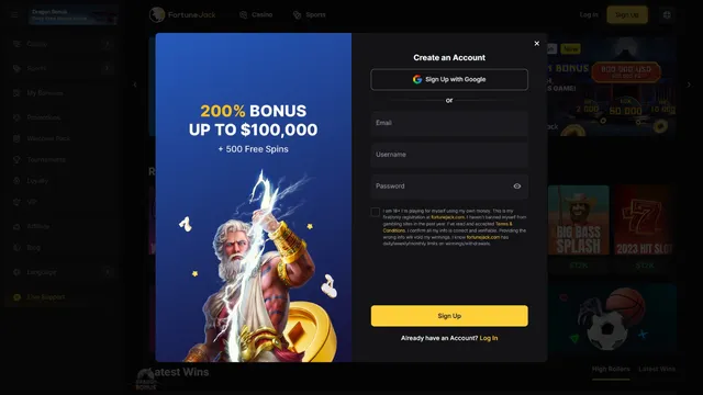 fortunejack casino registration