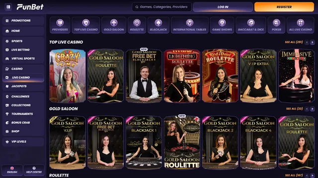 funbet casino live games