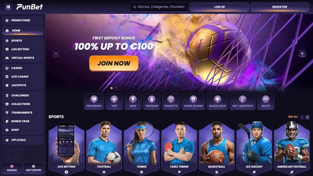 funbet casino website screen