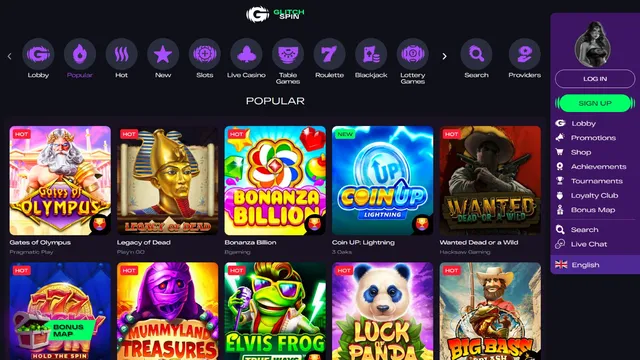 glitchspin casino games