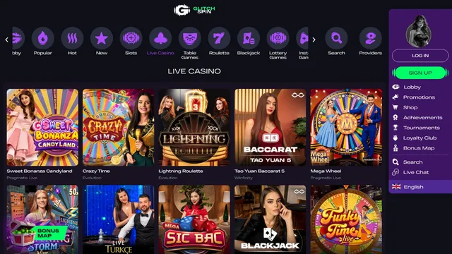 glitchspin casino live games