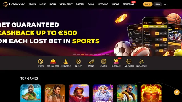 goldenbet casino website screen