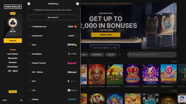 highroller casino deposit