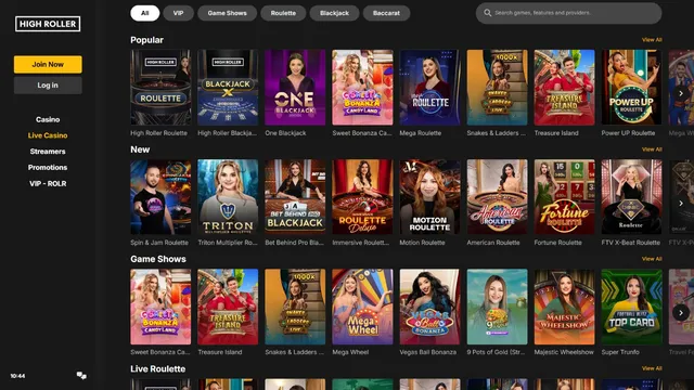 highroller casino live games