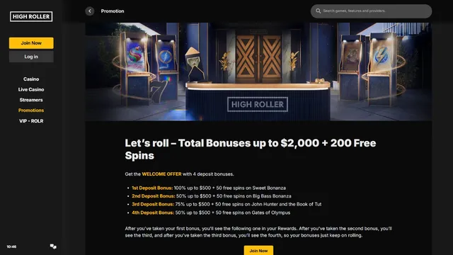 highroller casino welcome bonus