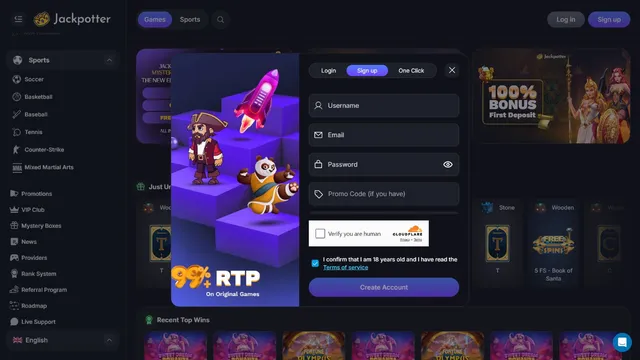 jackpotter casino registration