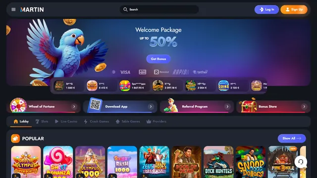 martin casino website screen