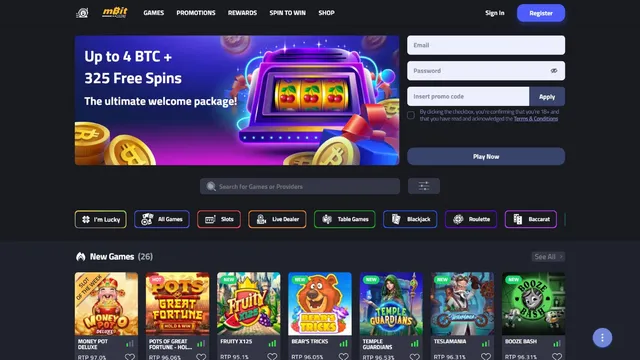 mbit casino website screen