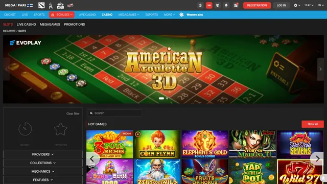 megapari casino website screen
