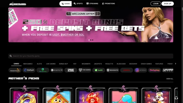 motherland casino website screen