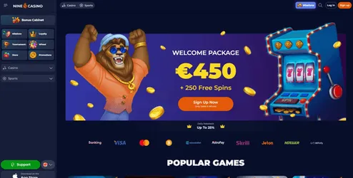 ninecasino website screen