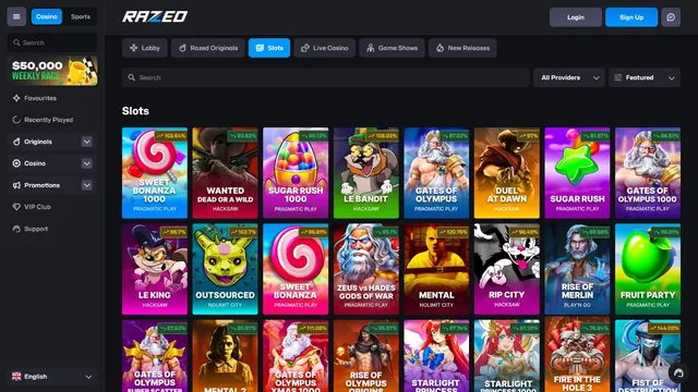 razed casino games