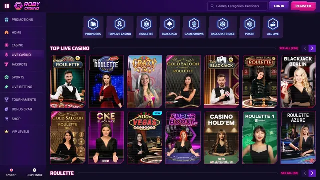roby casino live games