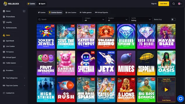 rollblock casino games