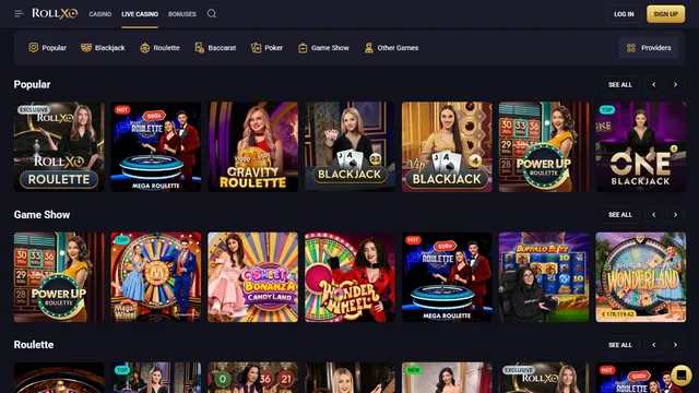 rollxo casino live games