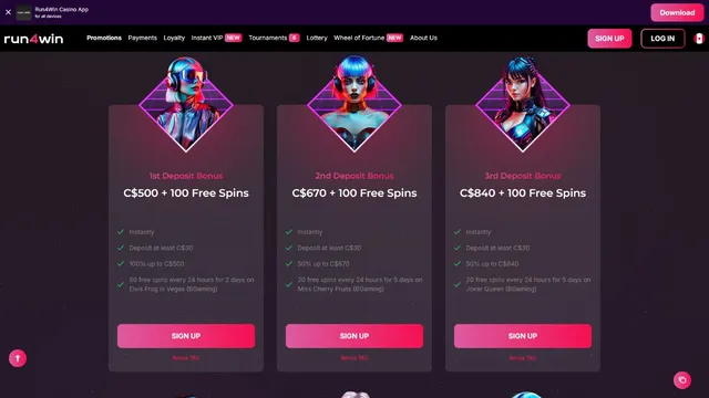 run4win casino promotions