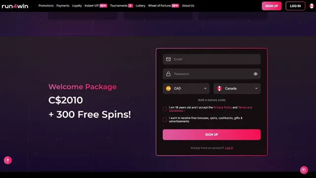 run4win casino registration
