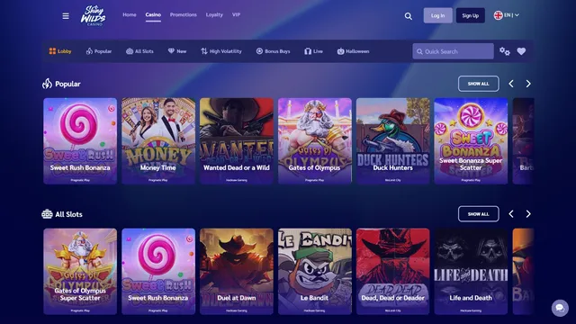 shinywilds casino games