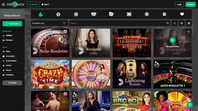 sirwin casino live games