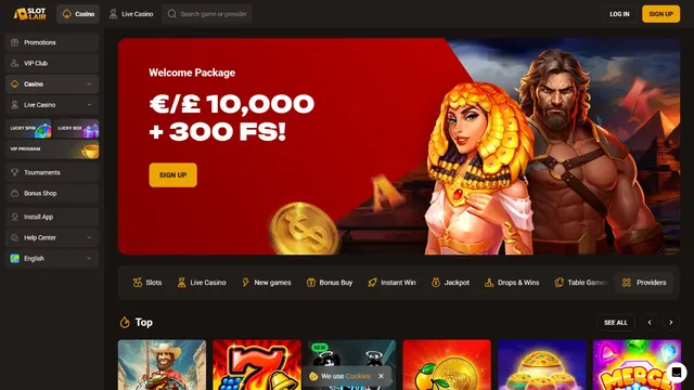 slotlair casino website screen