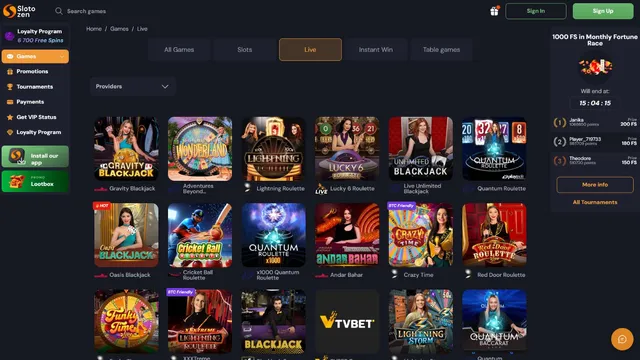 slotozen casino live games