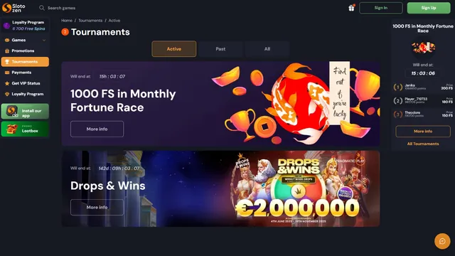 slotozen casino tournaments